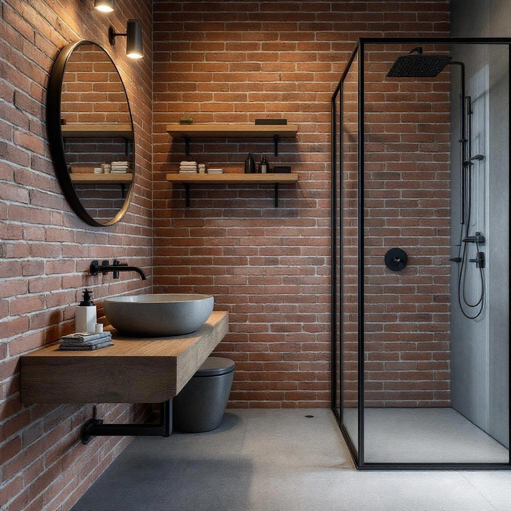 Frameless glass shower with hexagon tile niche